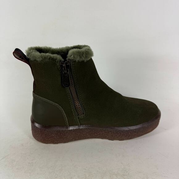 Cougar Broom Winter Ankle Boot Women's 7 Olive Green Suede Pull On Side Zip - Picture 3 of 11